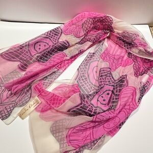 Pink Floral Scarf by Zandra Rhodes